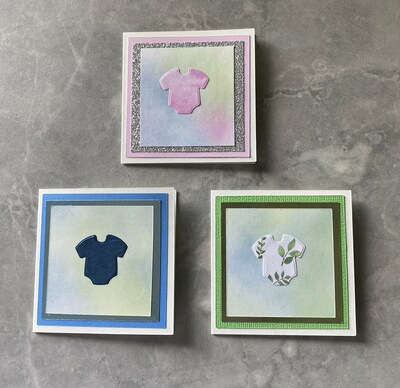 Handmade Baby Shower Cards, Uniquely Blended Distress Oxide Dyes, One of a Kind, Quality Blank Baby Cards with White Envelopes, Set of 3 - image1